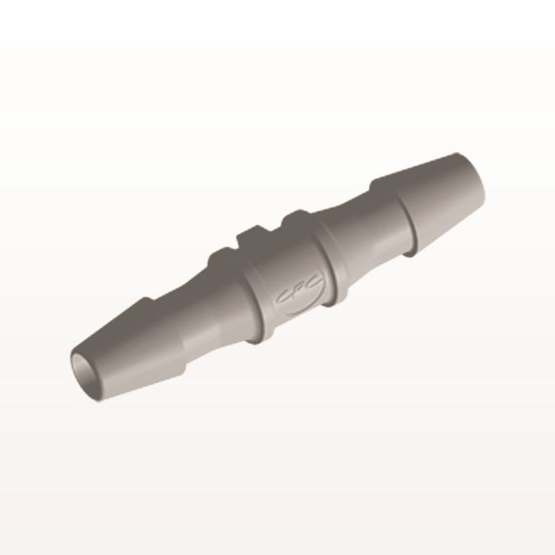 Straight Connector, Barbed, Natural, 100/Bag - Fits 1/8 inch ID Tubing (0.125 inch, 3.18 mm) - HS4