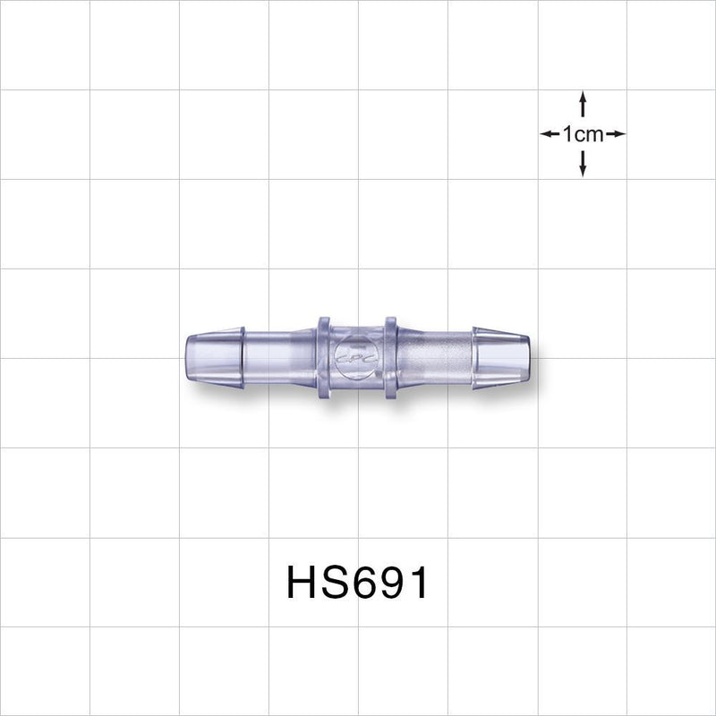 Straight Connector, Barbed, Natural, 100/Bag - Fits 3/16 inch ID Tubing (0.188 inch, 4.7 mm) - HS691