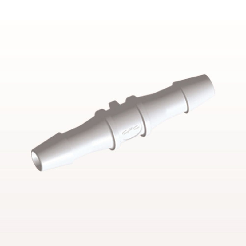 Straight Connector, Barbed, White, 100/Bag - Fits 1/4 inch ID Tubing (0.25 inch, 6.35 mm) - HS830