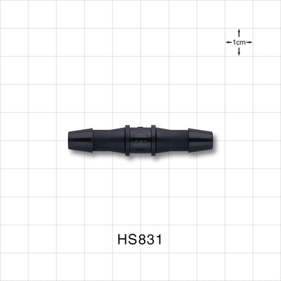 Straight Connector, Barbed, Black, 100/Bag - Fits 1/4 inch ID Tubing (0.25 inch, 6.35 mm) - HS831