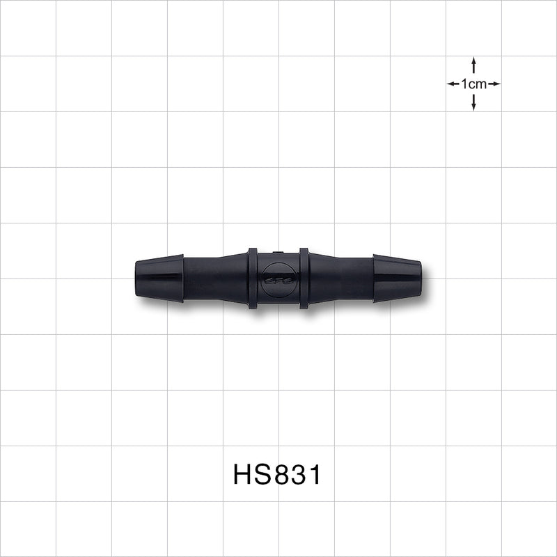 Straight Connector, Barbed, Black, 100/Bag - Fits 1/4 inch ID Tubing (0.25 inch, 6.35 mm) - HS831
