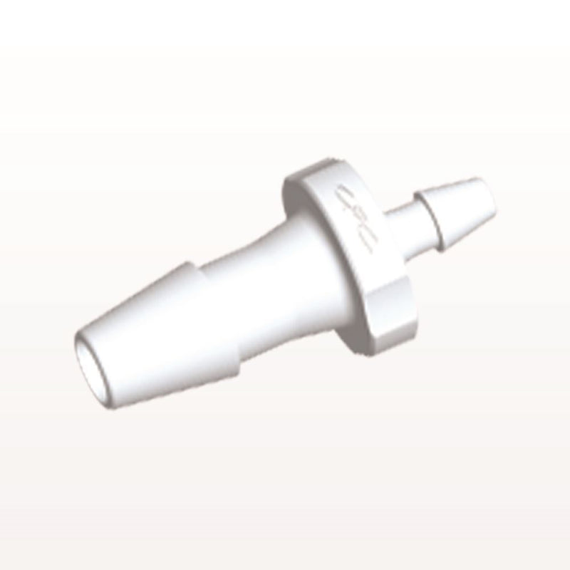 Straight Connector, Reducer, Barbed, White, 100/Bag - Fits 1/8 inch x 1/16 inch ID Tubing (0.125 inch x 0.063 inch, 3.2 mm x 1.59 mm) - HSR4230