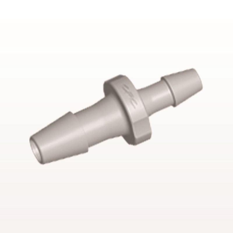 Straight Connector, Reducer, Barbed, Natural, 100/Bag - Fits 1/8 inch x 3/32 inch ID Tubing (0.125 inch x 0.09 inch, 3.2 mm x 2.38 mm) - HSR43
