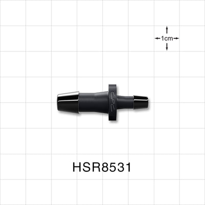 Straight Connector, Reducer, Barbed, Black, 100/Bag - Fits 1/4 inch ID Tubing x 5/32 inch ID Tubing (0.25 inch x 0.156 inch, 6.35 mm x 3.97 mm) - HSR8531