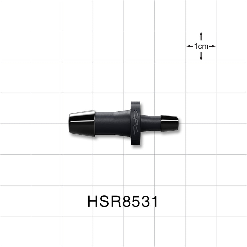 Straight Connector, Reducer, Barbed, Black, 100/Bag - Fits 1/4 inch ID Tubing x 5/32 inch ID Tubing (0.25 inch x 0.156 inch, 6.35 mm x 3.97 mm) - HSR8531