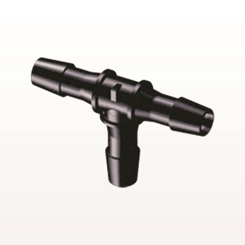 T Connector, Barbed, Black, 100/Bag - Fits 3/8 inch ID Tubing (0.375 inch, 9.53 mm) - HT1231
