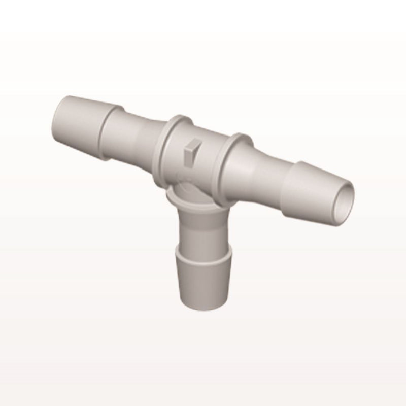 T Connector, Barbed, Natural, 100/Bag - Fits 3/8 inch ID Tubing (0.375 inch, 9.53 mm) - HT12