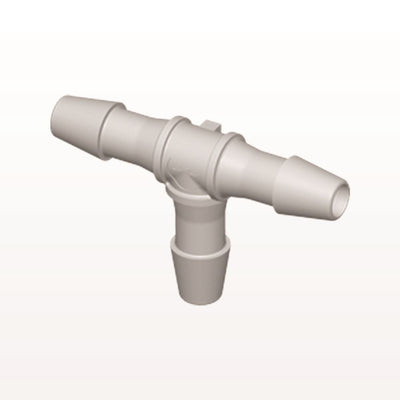 T Connector, Barbed, Natural, 100/Bag - Fits 3/32 inch ID Tubing (0.094 inch, 2.38 mm) - HT3