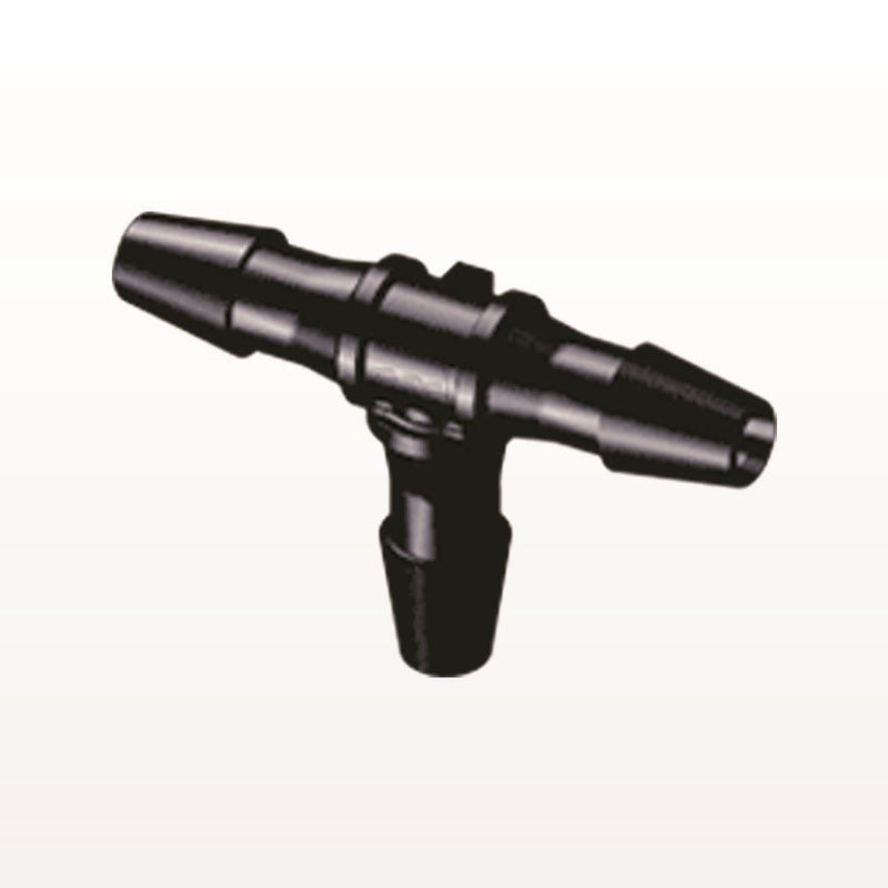T Connector, Barbed, Black, 100/Bag - Fits 1/8 inch ID Tubing (0.125 inch, 3.18 mm) - HT431