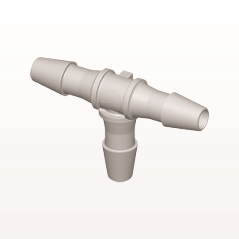 T Connector, Barbed, Natural, 100/Bag - Fits 1/8 inch ID Tubing (0.125 inch, 3.18 mm) - HT4