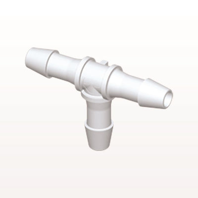 T Connector, Barbed, White, 100/Bag - Fits 3/16 inch ID Tubing (0.188 inch, 4.76 mm) - HT630