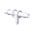 T Connector, Reducer, Barbed, White, 100/Bag - Fits 7/32 inch ID Tubing (0.219 inch, 5.55 mm); Fits 1/8 inch ID Tubing (0.125 inch, 3.18 mm) - HTR7430