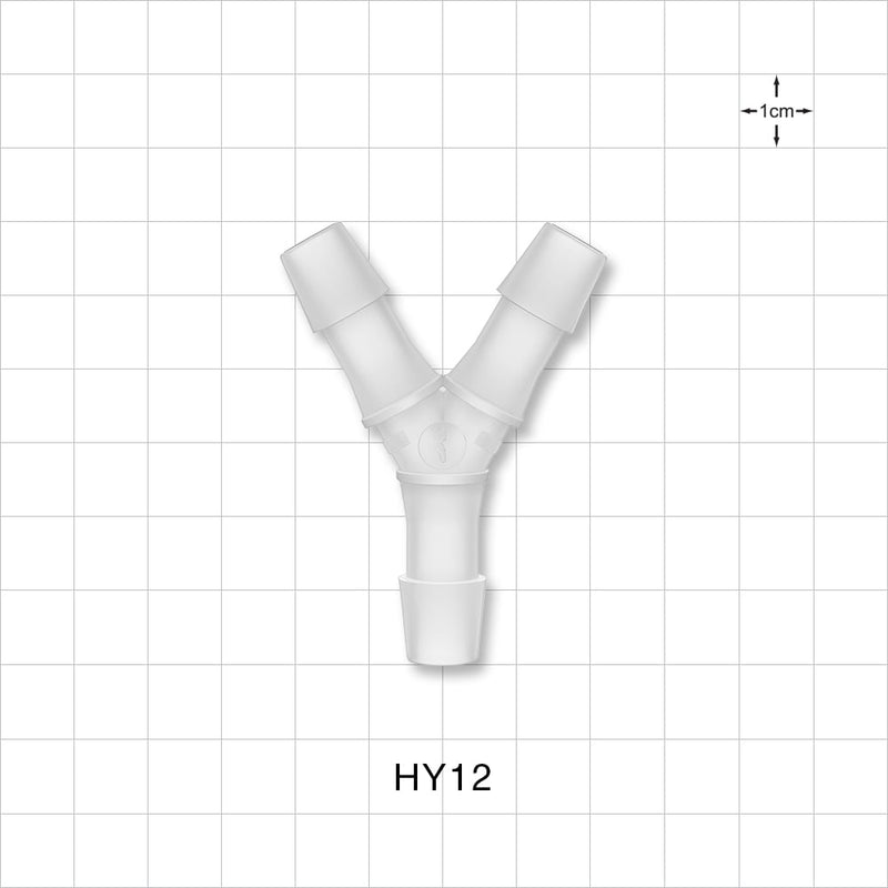 Y Connector, Barbed, Natural, 100/Bag - Fits 3/8 inch ID Tubing (0.375 inch, 9.53 mm) - HY12