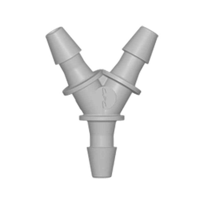 Y Connector, Barbed, Natural, 100/Bag - Fits 1/16 inch ID Tubing (0.063 inch, 1.59 mm) - HY2
