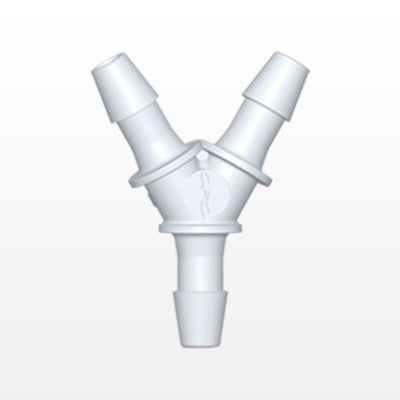 Y Connector, Barbed, White, 100/Bag - Fits 3/32 inch ID Tubing (0.094 inch, 2.38 mm) - HY330