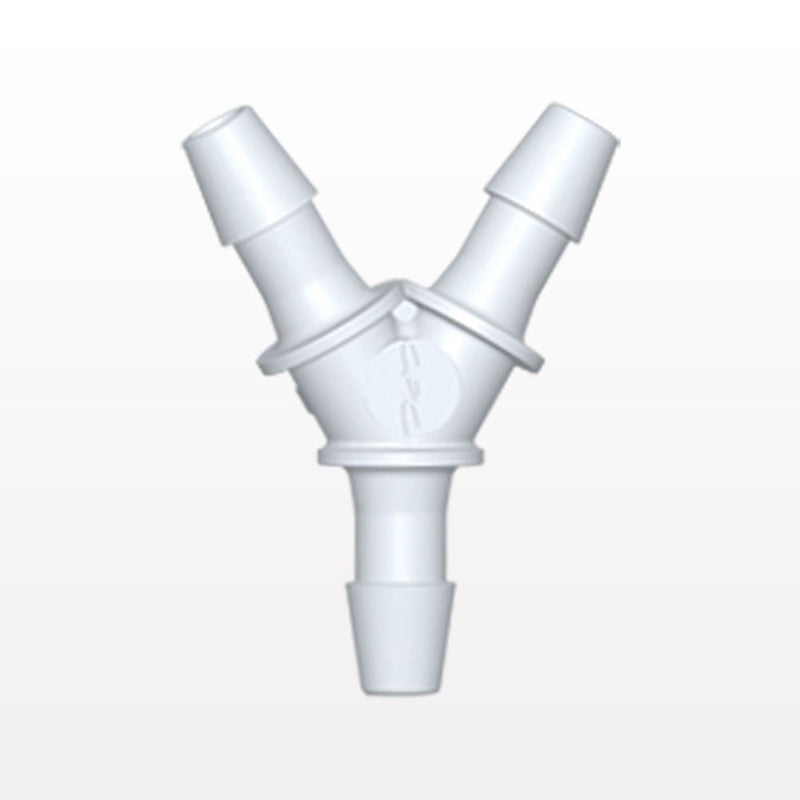 Y Connector, Barbed, White, 100/Bag - Fits 3/32 inch ID Tubing (0.094 inch, 2.38 mm) - HY330