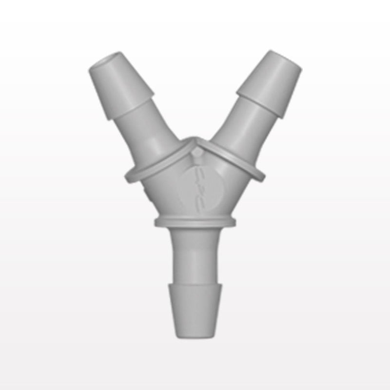 Y Connector, Barbed, Natural, 100/Bag - Fits 3/32 inch ID Tubing (0.094 inch, 2.38 mm) - HY3