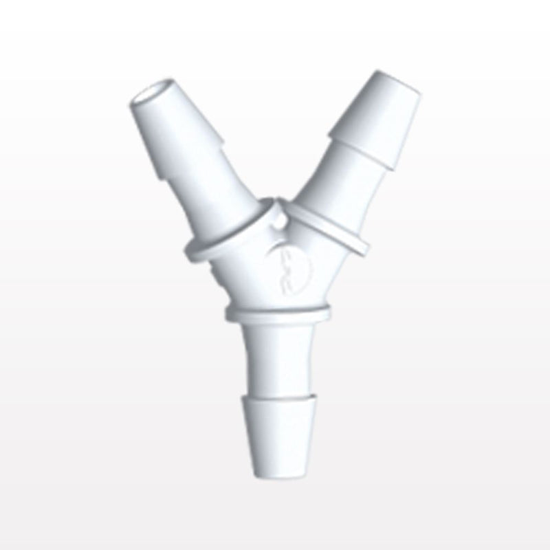 Y Connector, Barbed, White, 100/Bag - Fits 1/8 inch ID Tubing (0.125 inch, 3.18 mm) - HY430