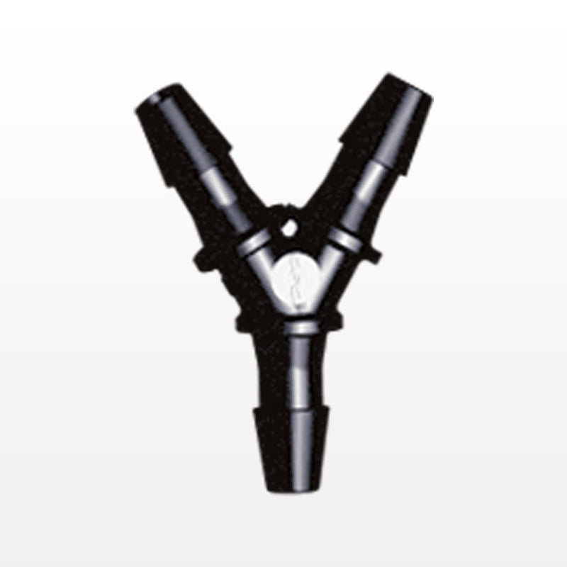 Y Connector, Barbed, Black, 100/Bag - Fits 1/8 inch ID Tubing (0.125 inch, 3.18 mm) - HY431