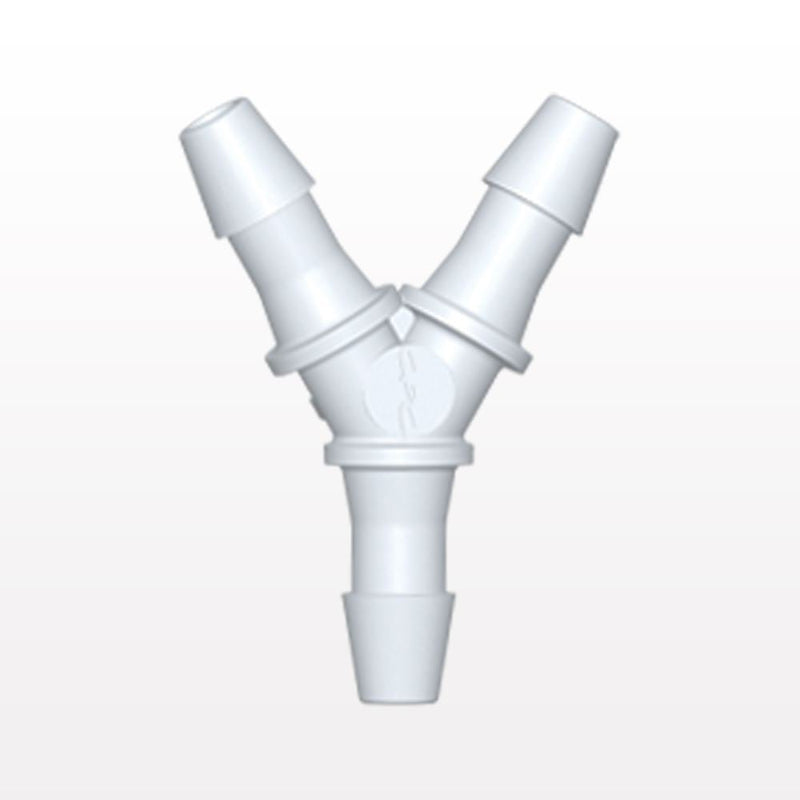 Y Connector, Barbed, White, 100/Bag - Fits 5/32 inch ID Tubing (0.156 inch, 3.97 mm) - HY530