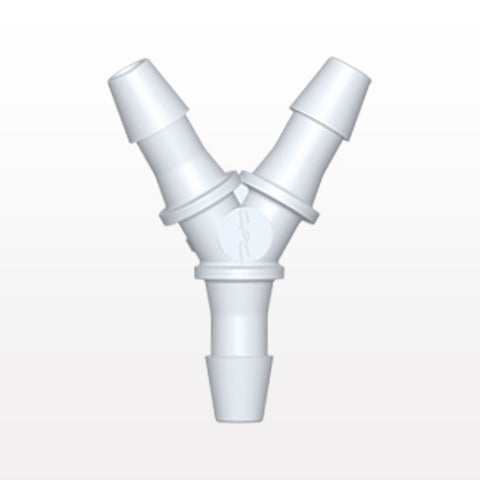 Y Connector, Barbed, White, 100/Bag - Fits 5/32 inch ID Tubing (0.156 inch, 3.97 mm) - HY530