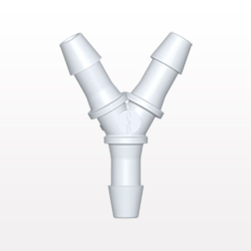 Y Connector, Barbed, White, 100/Bag - Fits 3/16 inch ID Tubing (0.188 inch, 4.76 mm) - HY630