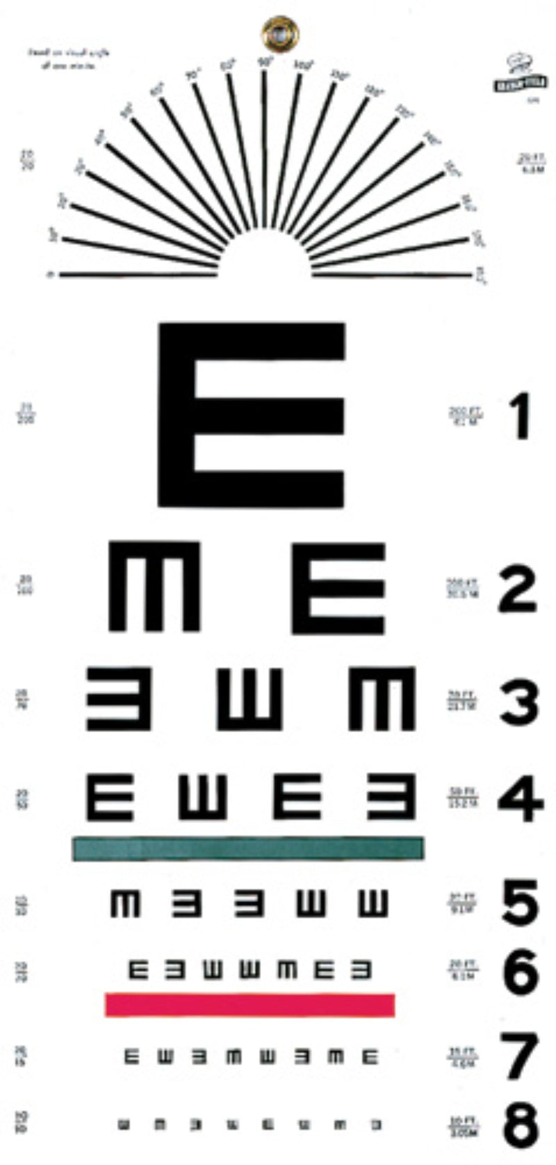 Graham Field Illiterate/Tumbling E Hanging Eye Chart, 20' Distance, 22" x 11" ( Packaging - Each of 1 )