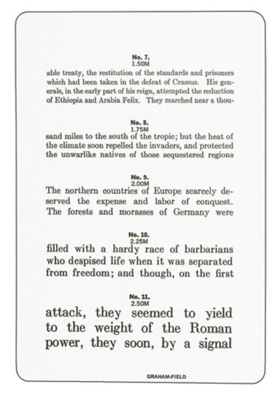 Graham Field Jaeger Reading Eye Chart ( Description - 4 ¾" x 7" )