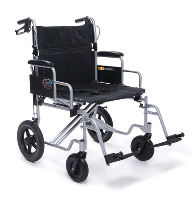 Graham Field W/C BARIATRIC ALUMINUM TRANSPORT CHAIR 24W (400LB WEIGHT CAPACITY, EVENLY DISTRIBUTED) ( Color - Silver ) ( Packaging - Each )