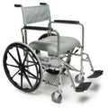 Graham Field W/C Rehab Shower Commode SS 19" HiBack (WIDE) with 24" Rear wheel 300 lb E&J ( Color - Stainless steel, gray vinyl upholstery ) ( Packaging - Each )