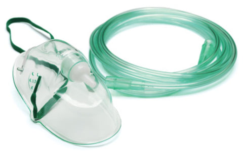 Graham Field John Bunn Simple Oxygen Mask, Adult w/7' Tubing (Color - Green) (Packaging - Case 50)