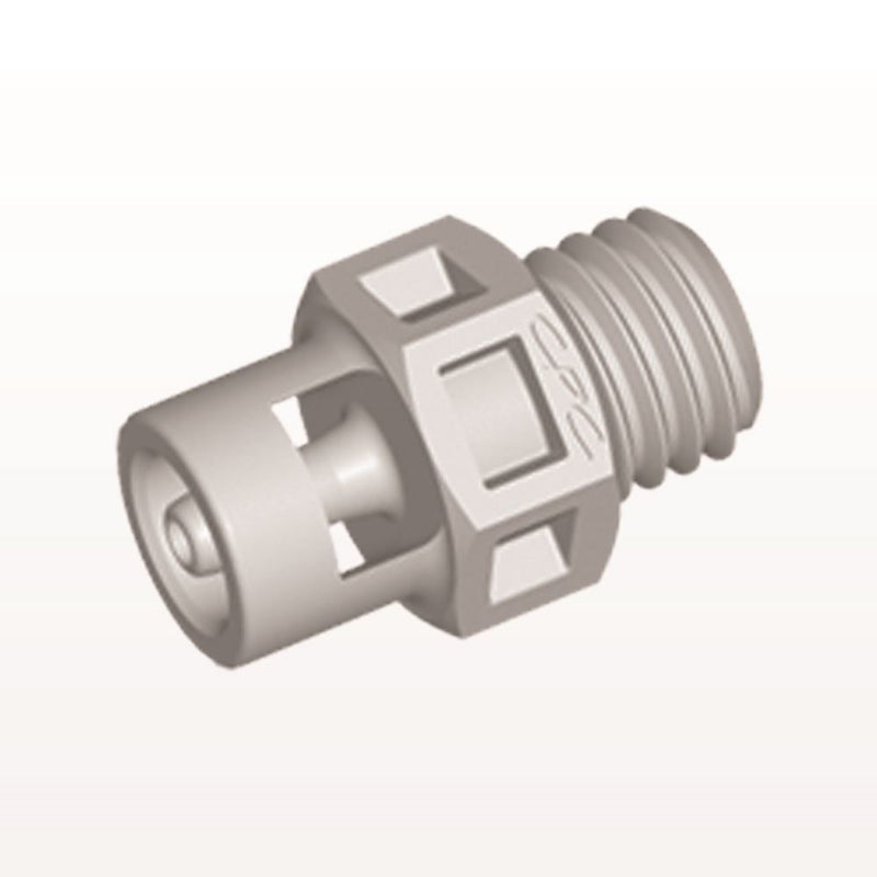Threaded Connector, Barbed, Natural, 100/Bag - Fits 1/16 inch ID Tubing (0.063, 1.59 mm) x 1/4"-28 UNF - KS2
