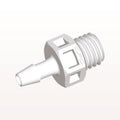 Threaded Connector, Barbed, White, 100/Bag - Fits 3/32 inch ID Tubing (0.094 inch, 2.38 mm) x 1/4"-28 UNF - KS330