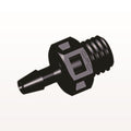 Threaded Connector, Barbed, Black, 100/Bag - Fits 3/32 inch ID Tubing (0.094 inch, 2.38 mm) x 1/4"-28 UNF - KS331