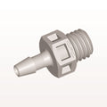 Threaded Connector, Barbed, Natural, 100/Bag - Fits 3/32 inch ID Tubing (0.094 inch, 2.38 mm) x 1/4"-28 UNF - KS3