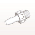 Threaded Connector, Barbed, White, 100/Bag - Fits 1/8 inch ID Tubing (0.125 inch, 3.18 mm) x 1/4"-28 UNF - KS430