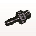 Threaded Connector, Barbed, Black, 100/Bag - Fits 1/8 inch ID Tubing (0.125 inch, 3.18 mm) x 1/4"-28 UNF - KS431