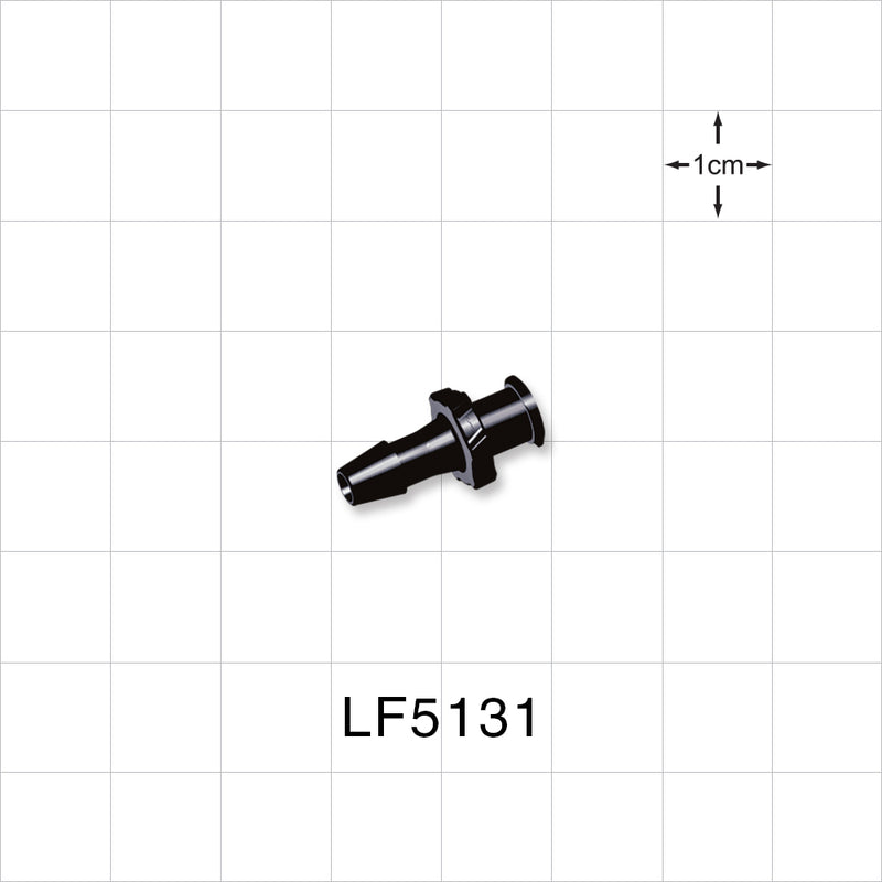 Female Luer Lock, Barbed, Black, 100/Bag - Fits 5/32 inch ID Tubing (0.156 inch, 3.97 mm) - LF5131