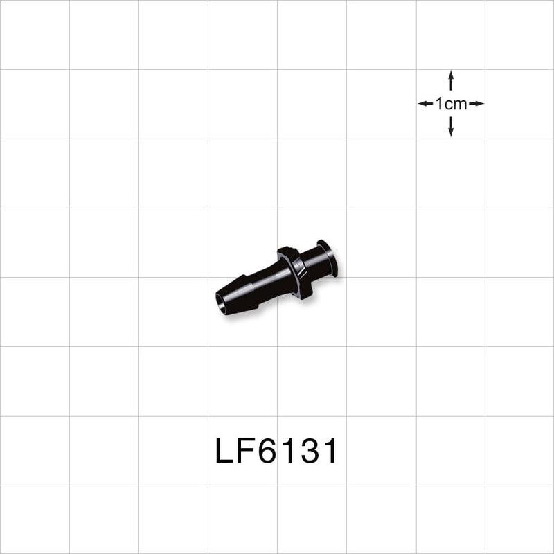 Female Luer Lock, Barbed, Black, 100/Bag - Fits 3/16 inch ID Tubing (0.188 inch, 4.76 mm) - LF6131