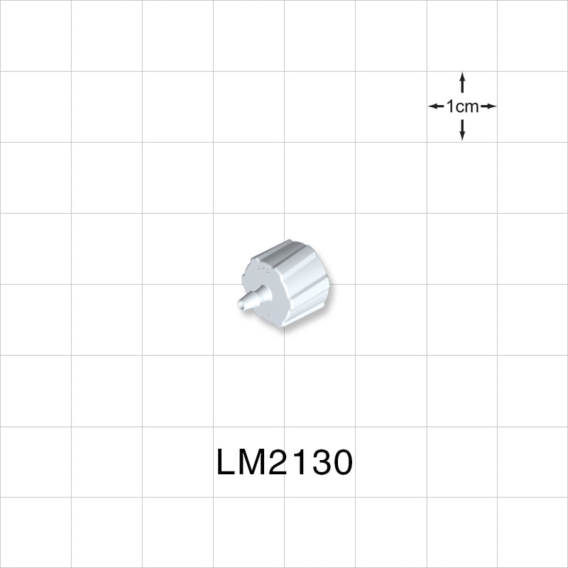Male Luer Lock, Barbed, White, 100/Bag - Fits 1/16 inch ID Tubing (0.063 inch, 1.59 mm) - LM2130