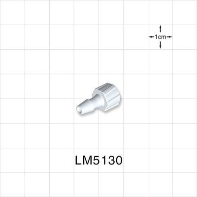 Male Luer Lock, Barbed, White, 100/Bag - Fits 5/32 inch ID Tubing (0.156 inch, 3.97 mm) - LM5130