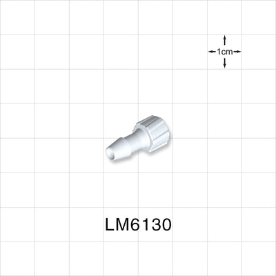 Male Luer Lock, Barbed, Natural, 100/Bag - Fits 3/16 inch ID Tubing (0.188 inch, 4.76 mm) - LM6130