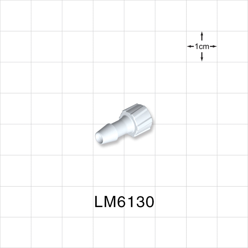 Male Luer Lock, Barbed, Natural, 100/Bag - Fits 3/16 inch ID Tubing (0.188 inch, 4.76 mm) - LM6130