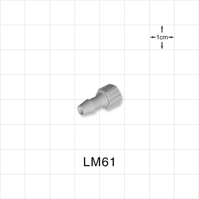 Male Luer Lock, Barbed, Natural, 100/Bag - Fits 3/16 inch ID Tubing (0.188 inch, 4.76 mm) - LM61