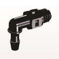 Threaded Elbow Connector, Barbed, Black, 100/Bag - Fits 3/32 inch ID Tubing (0.094 inch, 2.38 mm) x Tapered 10-32 UNF - ME331