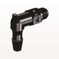 Threaded Elbow Connector, Barbed, Black, 100/Bag - Fits 1/8 inch ID Tubing (0.125 inch, 3.18 mm) x Tapered 10-32 UNF - ME431