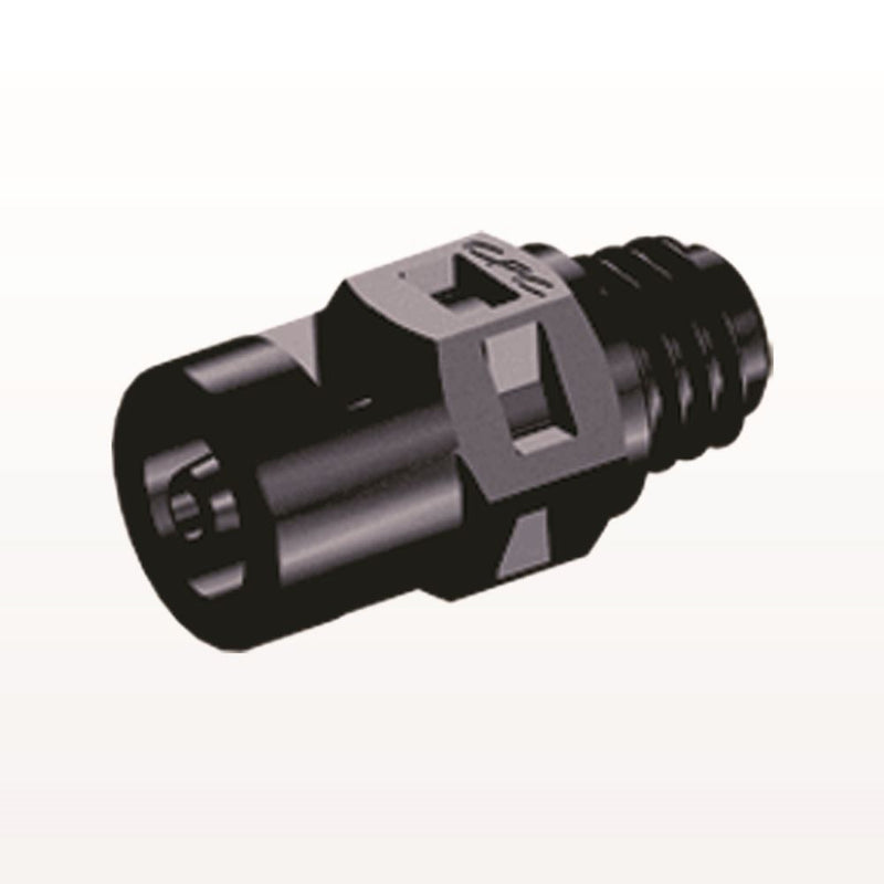 Threaded Connector, Barbed, Black, 100/Bag - Fits 1/16 inch ID Tubing (0.063 inch, 1.59 mm) x Tapered 10-32 UNF - MS231