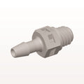 Threaded Connector, Barbed, Natural, 100/Bag - Fits 3/32 inch ID Tubing (0.094 inch, 2.38 mm) x Tapered 10-32 UNF - MS3