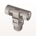 Threaded T Connector, Barbed, Natural, 100/Bag - Fits 1/16 inch ID Tubing (0.063 inch, 1.59 mm) x Tapered 10-32 UNF - MT2