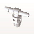 Threaded T Connector Barbed, White, 100/Bag - Fits 3/32 inch ID Tubing (0.094 inch, 2.38 mm) x Tapered 10-32 UNF - MT330